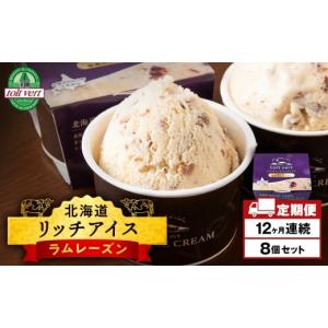 ふるさと納税 菓子 アイス 北海道 黒松内町 定期便12ヶ月 リッチアイスクリーム 香り高い魅惑のラムレーズン　8個セット（100ml）