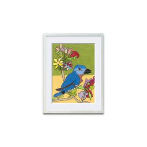 ふるさと納税 雑貨・日用品 絵画 東京都 渋谷区 アート作品「りんごの花とルリビタキ」（大） 絵画 インテリア アート 芸術品 美術品 「りんごの花とルリビタ…