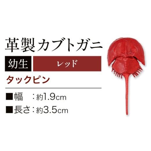 ふるさと納税 小物 岡山県 笠岡市 レザー 革製 カブトガニ 幼生 タックピン 革 レッド JS s...