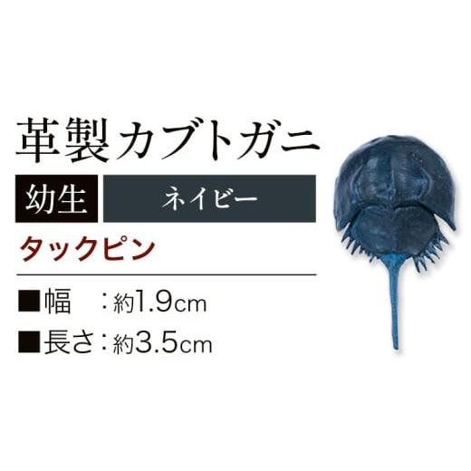 ふるさと納税 小物 岡山県 笠岡市 レザー 革製 カブトガニ 幼生 タックピン 革 ネイビー JS ...
