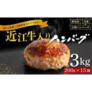 ふるさと納税 肉 ハンバーグ 滋賀県 竜王町  4月発送 近江牛 入り ハンバーグ 200g×15個 計3kg 淡路島の玉ねぎ入り 冷凍 真空 合挽 小分け 個包装 肉汁 たっ…｜ふるさとチョイス