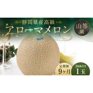 ふるさと納税 メロン メロン青肉 静岡県 菊川市 9ヶ月定期便 静岡県産 高級 アローマメロン 約1.3kg以上 × 山等級 1玉 メロン めろん 高級メロン フルーツ …