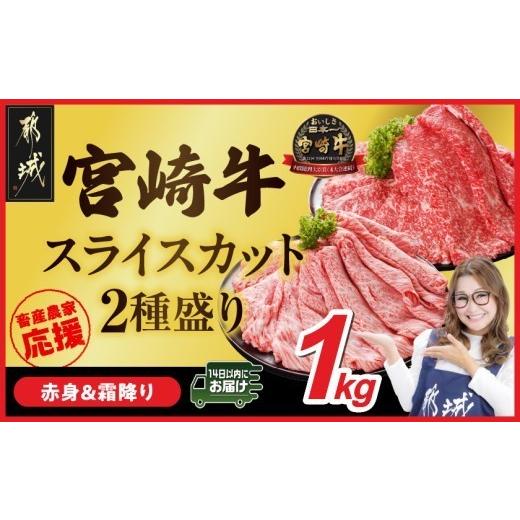 ふるさと納税 牛肉 すき焼き 宮崎県 都城市 畜産農家応援 宮崎牛スライス2種1kgセット(霜降り4...