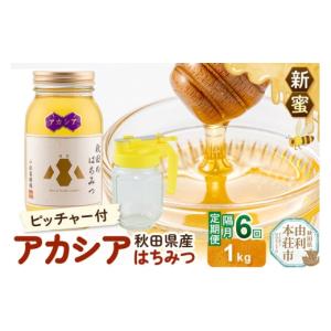 ふるさと納税 加工品等 はちみつ 秋田県 由利本荘市 《先行受付》 定期便隔月・6回 新蜜 小松養蜂場 はちみつ 秋田県産100％ アカシアはちみつ 1kg 空ピッチャ…