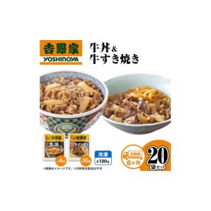 ふるさと納税 肉 新潟県 十日町市 定期便 6か月 吉野家 牛丼&牛すき焼き 20袋セット（冷凍） 牛丼 レトルト 非常食 防災食 お楽しみ 新潟