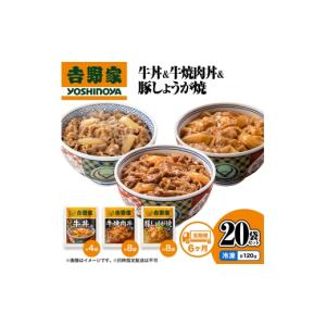 ふるさと納税 肉 新潟県 十日町市 定期便 6か月 吉野家 牛丼&牛焼肉丼&豚しょうが焼 20袋セット（冷凍） 牛丼 レトルト 非常食 防災食 お楽しみ 新潟