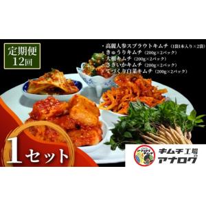 ふるさと納税 加工品等 キムチ 佐賀県 神埼市 12カ月定期便 5種の本格キムチ食べ比べ 4種のキムチ(各200g×2パック)＋スプラウトキムチ(1本入り×2袋) 熟成秘…