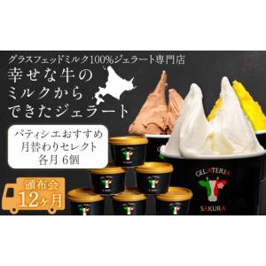 ふるさと納税 菓子 アイス 北海道 天塩町 頒布会12ヵ月 幸せな牛のミルクからできたジェラート パティシエおすすめ6個セット (株)SAKURA STYLE