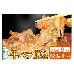 ふるさと納税 豚肉 焼肉・バーベキュー 青森県 十和田市 《定期便9ヶ月》牛バラ焼き（味付き焼肉用）530g×3パック 秘伝のタレ 十和田もも太郎 ご当地グルメ B…