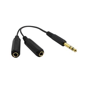 CERRXIAN 1/4"6.35mmステレオプラグ/オス - デュアル1/4インチ6.35mmジャック/メススプリッターアダプターケーブル0.6フ