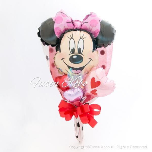風船 バルーン バレエ ピアノ 発表会 ミニーちゃんのハートマークバンチ 手に持つタイプ 花束調 長...