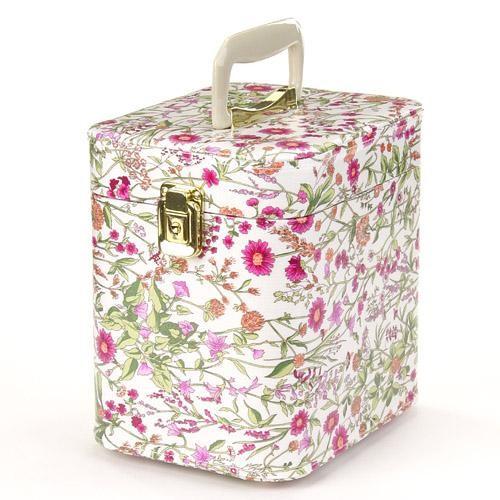 【日本製】昭和レトロ メイクボックス（コスメボックス）ハーブガーデン柄 ピンク トレンケース7寸  ...