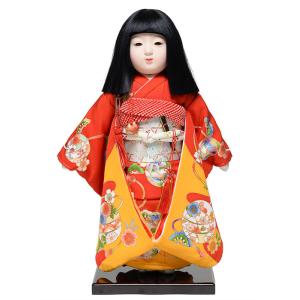 市松人形30号 水色 正絹 友禅 絞り 女の子 いちまつ人形 訳あり 倉庫