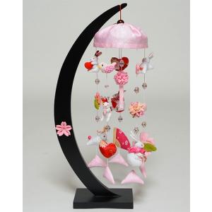 つるし雛うさぎと桜三日月卓上飾