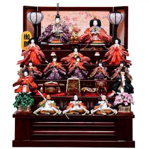 雛人形】【七段飾】七段飾万葉雛緋毛氈段：九番親王三五十三人揃伏見屋