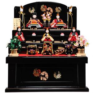 雛人形】【七段飾】七段飾万葉雛緋毛氈段：九番親王三五十三人揃伏見屋