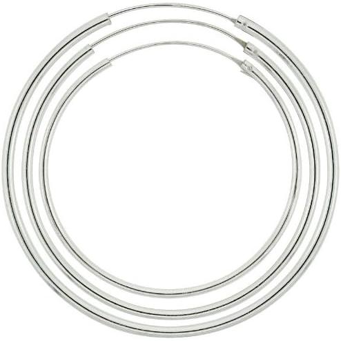 【並行輸入品】スターリングシルバー40 mm 45 mm &amp; 50 mm大型エンドレスフープイヤリン...