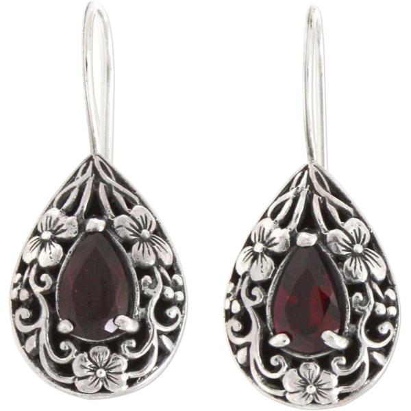 【並行輸入品】Novicaガーネット。925スターリングシルバードロップイヤリング' Lovelyデ...