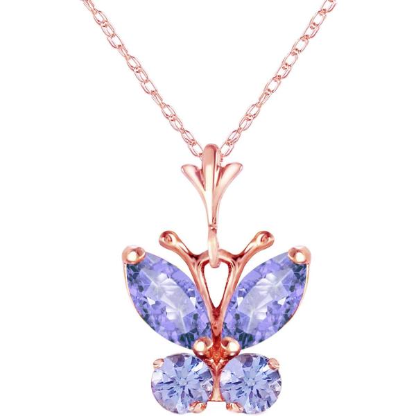 【並行輸入品】K14 Rose Gold 18inch Necklace with Tanzanit...