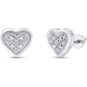 【並行輸入品】ホワイト天然ダイヤモンドハートイヤリング14 K Gold overスターリングシルバ...