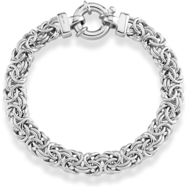 【並行輸入品】MiaBella 9mm イタリア製スターリングシルバー ビザンチンブレスレット 7....