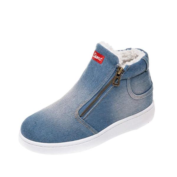 【並行輸入品】Women Casual Denim Zipper Ankle Boots, Wint...