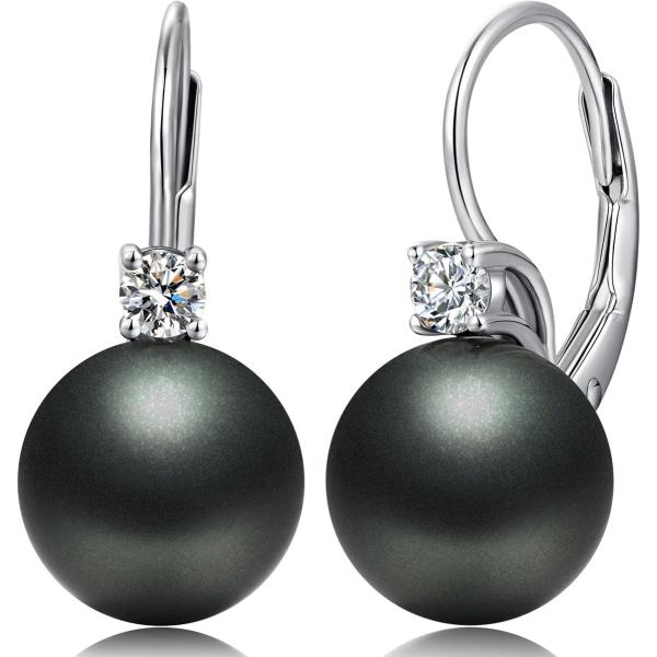 【並行輸入品】パールピアスイヤリングブラックジュエリー925スターリングシルバー淡水養殖真珠ドロップ...