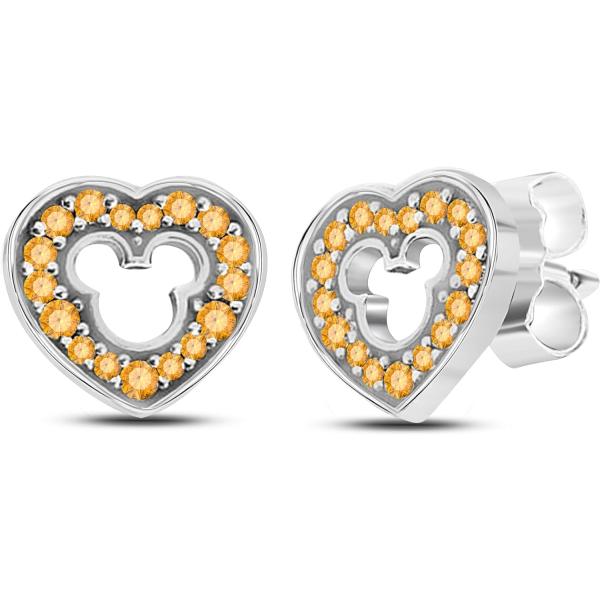 Love Heart Micky Mouse 925 Sterling Silver Stud Ea...