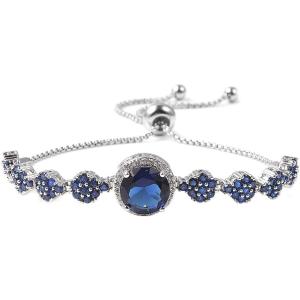 【並行輸入品】Shop LC ブルーサファイアブレスレット レディース ホワイトキュービックジルコニ...