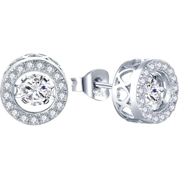 【並行輸入品】YL ラウンドヘイローピアス スターリングシルバー ダンシングダイヤモンド ソリティア...