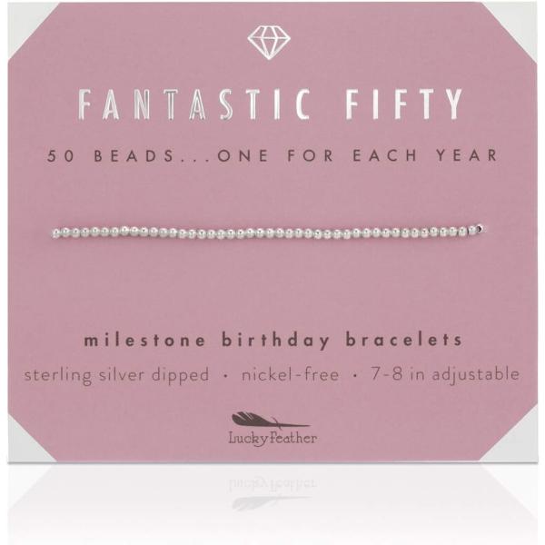 【並行輸入品】ラッキーフェザー 50歳の誕生日ギフト 女性用 - 14Kローズゴールドディップビーズ...