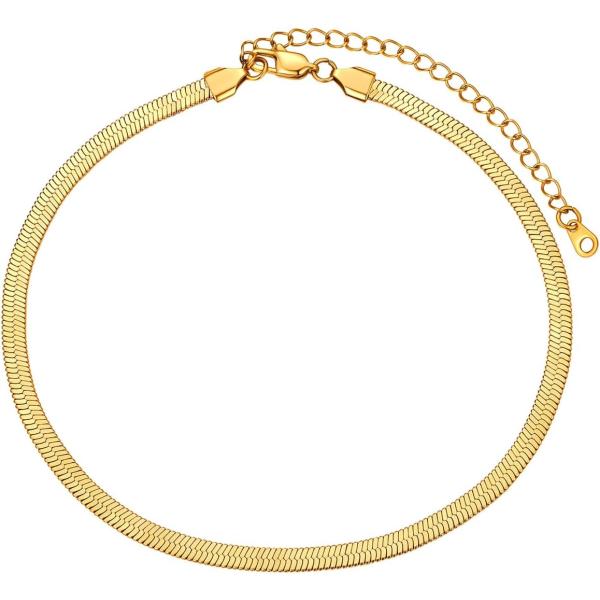 【並行輸入品】Flat Chain Necklace for Women Men 18k Gold ...