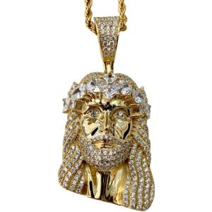 Custom Face of Christ Men Women 925 Italy Gold Fin...