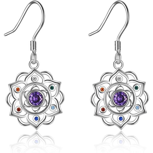 【並行輸入品】ONEFINITY スターリングシルバー チャクラ ロータス/ツリーオブライフ ピアス...
