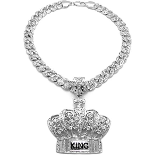 Hip Hop King Crown Pendant 10mm/18inch 20inch 24in...