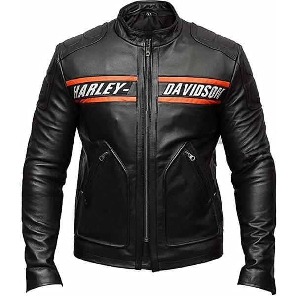 【並行輸入品】Outfitter Leather Jacket for Men Harley Dav...