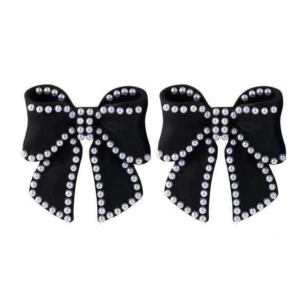 MollyPolly S925 Trendy Bowknot Imitation Pearl Stu...