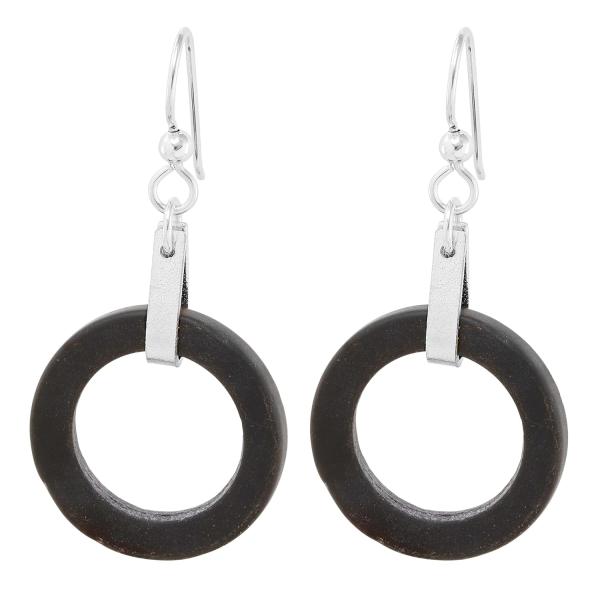 Round Matte Black Recycled Glass And 925 Sterling ...