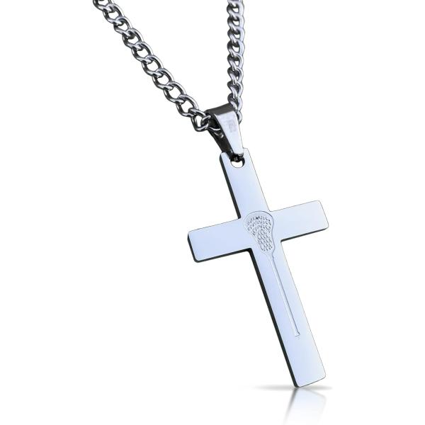 Elite Athletic Gear Lacrosse Cross Pendant With Ch...