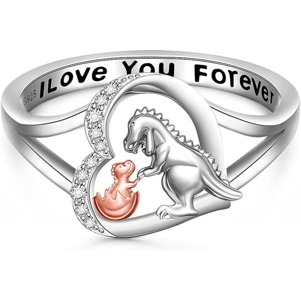 Dinosaur Ring Sterling Silver Heart Matching Promi...