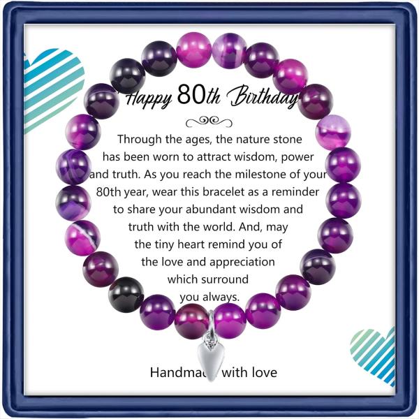 【並行輸入品】80歳 誕生日プレゼント 女性用 アメジストビーズ 誕生日ブレスレット トランク 80...