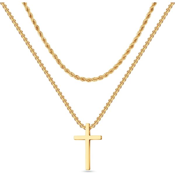 【並行輸入品】GLISHIVER クロスネックレス メンズ ゴールド シルバー ブラック ステンレス...