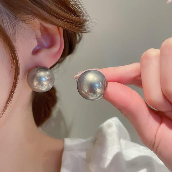 【並行輸入品】Jumwrit ビッグパールスタッドイヤリング スパークルラインストーンイヤリング ラ...