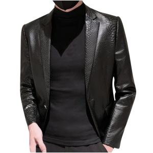 Leather Blazer for Men   Casual Mens Dress Jacket Fashion Motorc 並行輸入品｜fusion-f