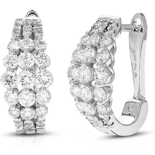 【並行輸入品】Vir Jewels 1.50 cttw ダイヤモンドフープイヤリング レディース ラ...