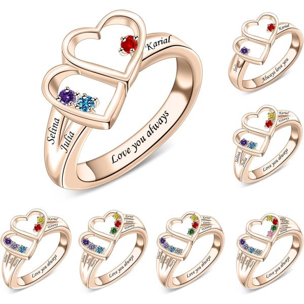 【並行輸入品】YUYOO パーソナライズ マザーリング 名前入り カスタム2-8 人工誕生石 母の日...