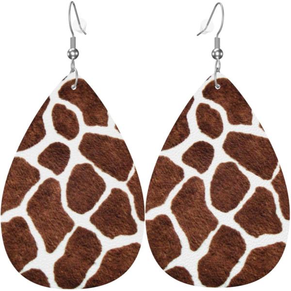 【並行輸入品】MIOAOSRT キリンスポットイヤリング アニマルスキンプリント フェイクレザーイヤ...