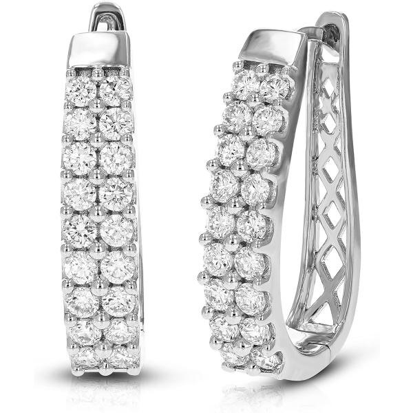 【並行輸入品】Vir Jewels 1.50 cttw ダイヤモンドフープイヤリング レディース ラ...