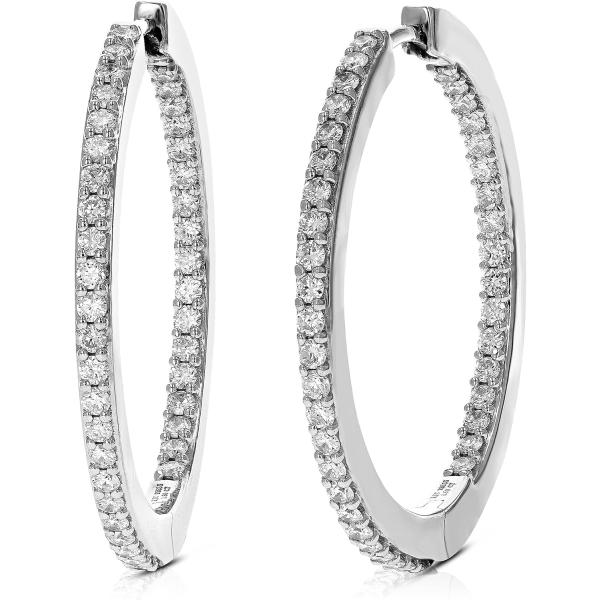 【並行輸入品】Vir Jewels 1.50 cttw ダイヤモンドフープイヤリング レディース ラ...