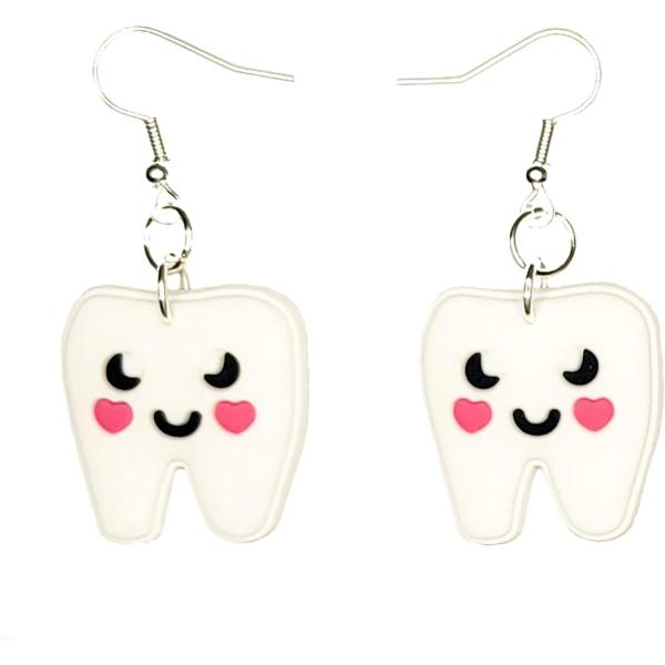 Tooth Teeth Earrings Hypoallergenic Silver Plated ...